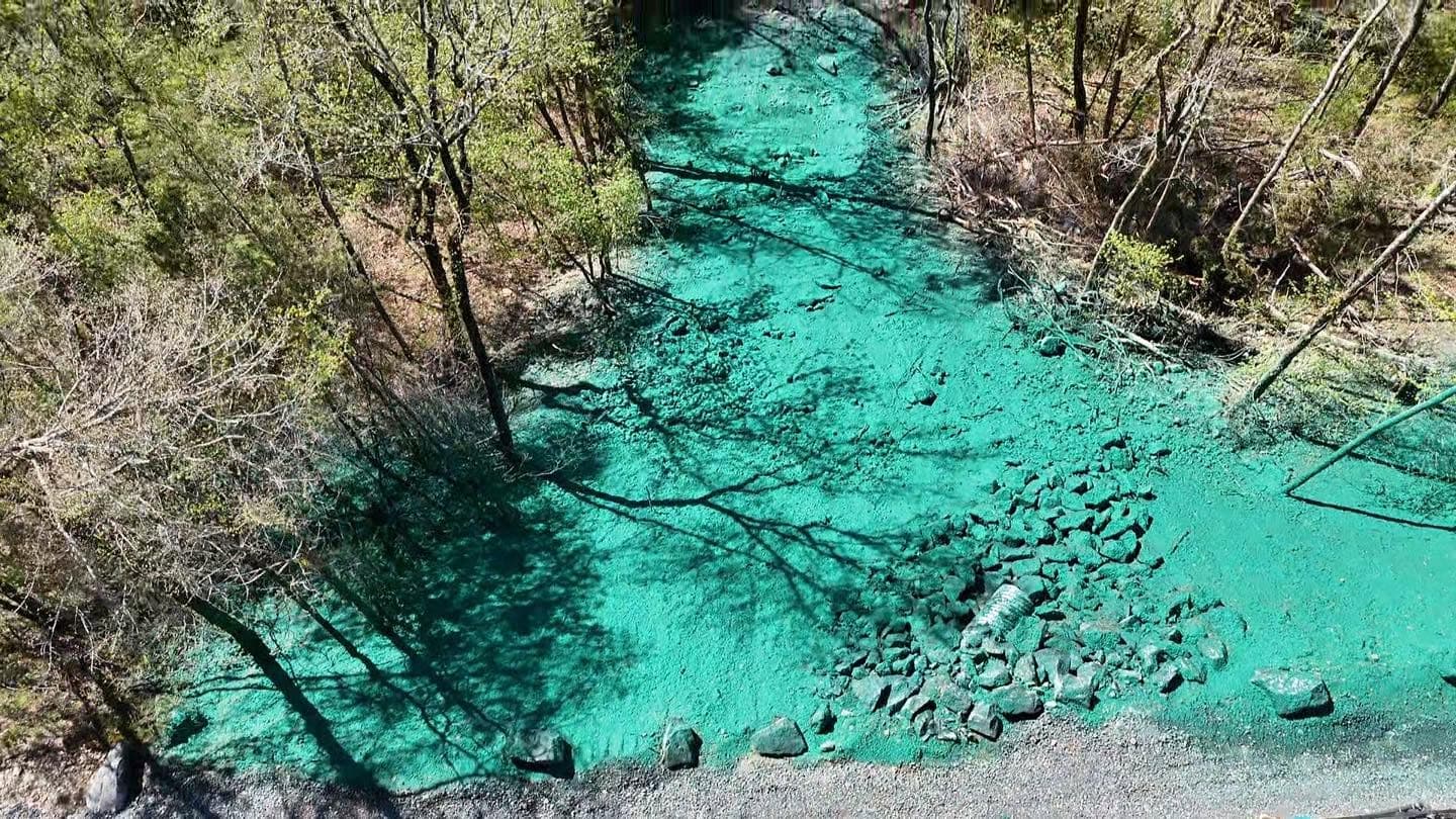 Hydroseeding and erosion control work in a drainage area