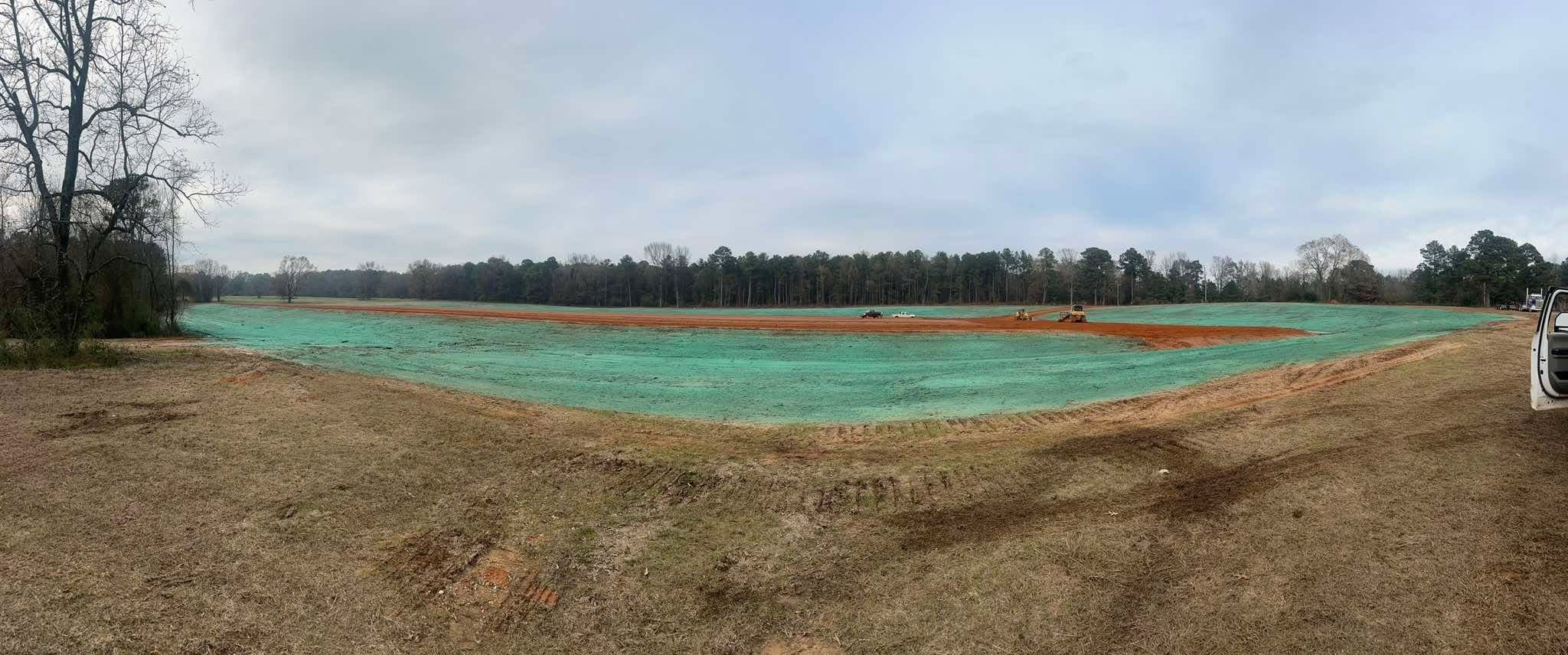 Hydroseeding application across a large open property
